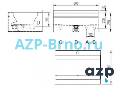 Раковина со скрытым выпуском из нержавеющей стали AUM 029 AZP Brno Чехия (фото, схема) Раковина со скрытым выпуском из нержавеющей стали AUM 029 AZP Brno Чехия (фото, схема)