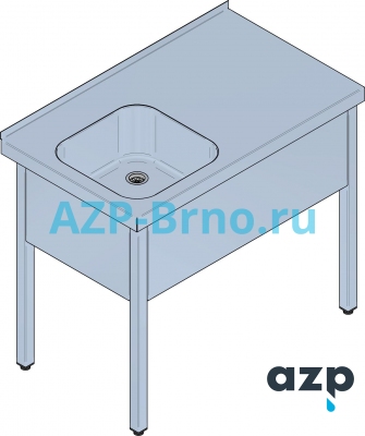 Нержавеющий рабочий стол с одной раковиной SD 02 AZP Brno Чехия (фото, схема)