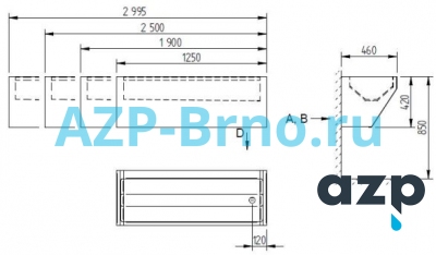 Мойка желоб подвесная AUL 05.LK AZP Brno Чехия (фото, схема)